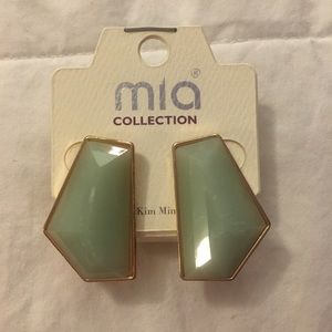 Gold and turquoise quartz shaped earrings